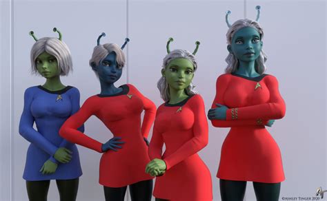 Masa St Star Trek Uzayl Lar Kad Nlar Star Trek Tos Andorians Red Shirt Mavi Cilt Green