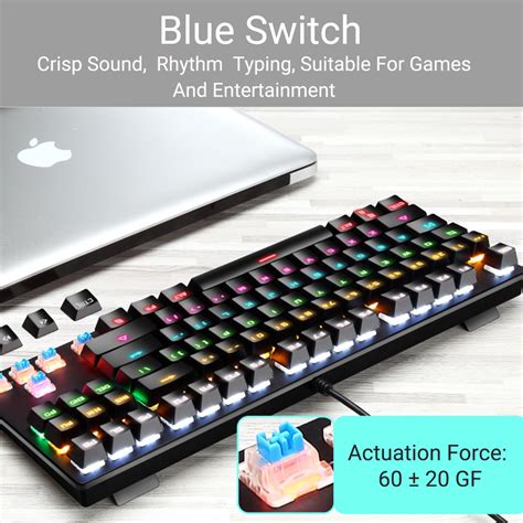 New K550 87 Keys Wired Mechanical Keyboard Blue Switch Waterproof 19