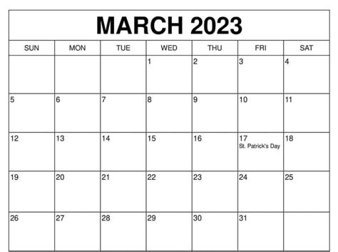 March 2023 Calendar Printable Templates