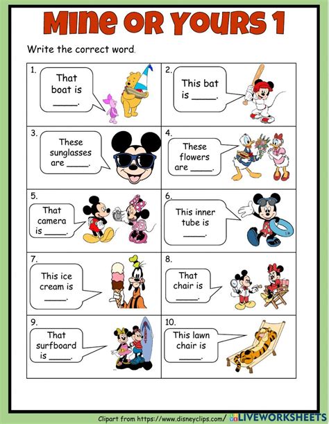 Ejercicio De Mine Or Yours 1 In 2023 English As A Second Language Esl Worksheets English
