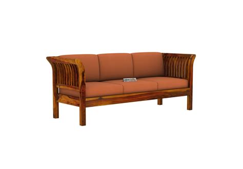 buy crispin 3 seater wooden sofa honey finish online in india urbanwood
