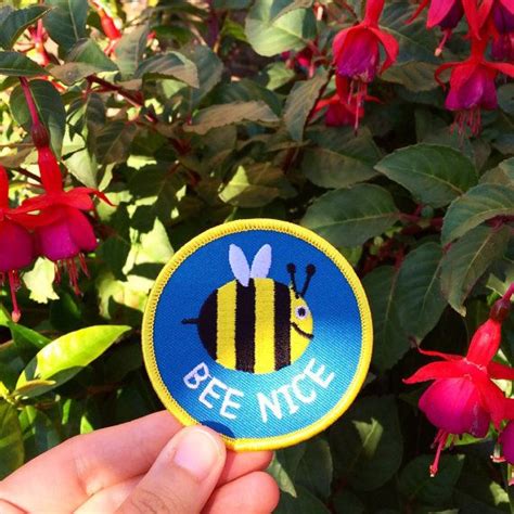 Bee Nice Patch Cute Iron On Embroidered Patch Bumble Bee Etsy Iron
