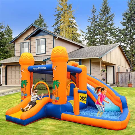 Lazy Buddy Inflatable Bounce House With Blower Outdoor Yard Water Slide Bounce House With