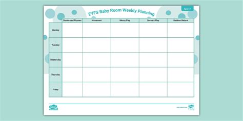 Eyfs Editable Baby Room Weekly Planning Template Twinkl