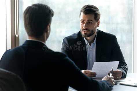 Hr Manager Asking Applicant About Work Experience Stock Photo Image