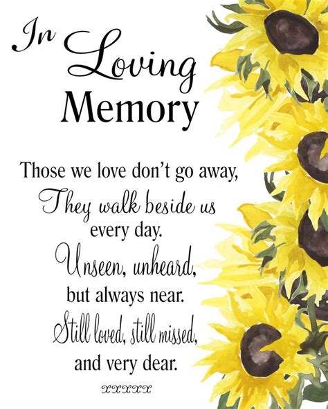 In Loving Memory Printable Yellow Sunflowers Wedding Memorial Sign