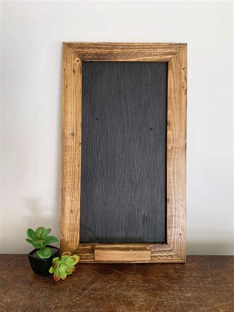 Rustic Reclaimed Wood Chalkboard Framed Slate Chalkboard Etsy Framed Chalkboard Rustic