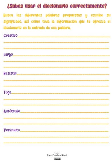 Practicamos Con El Diccionario El Diccionario Concepto Y Tipos