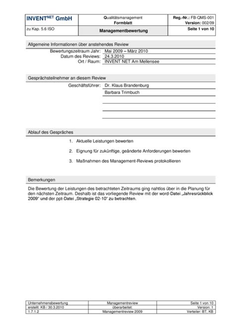 Maybe you would like to learn more about one of these? Beispiel für eine Managementbewertung (nach ISO 9001:2008 ...