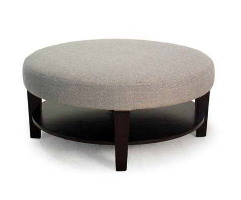Airy global texture and serving space for a sofa or sectional. Upholstered Round Coffee Table | Coffee Table Design Ideas
