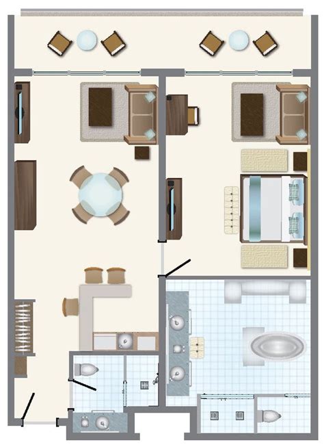 The Floor Plan For A Two Bedroom Apartment With An Attached Kitchen And