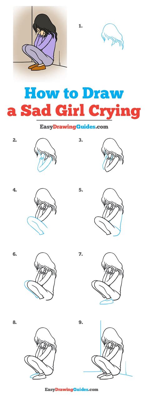 How To Draw A Sad Girl Crying Really Easy Drawing Tutorial