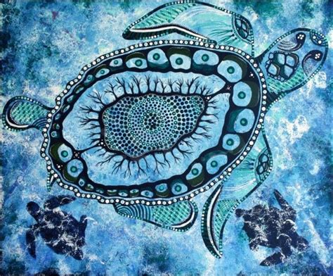 Sea Turtle By Danielle Burford Acrylic On Canvas Aboriginal