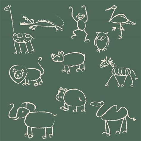 Drawing Of The Stick Figure Animals Illustrations Royalty Free Vector