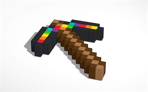 3d Design Rainbow Pickaxe Minecraft Tinkercad