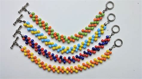 Easy Beaded Beginners Pattern Diy Colorful Bracelets Youtube