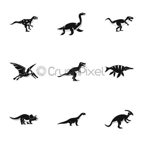 Types Of Dinosaur Icons Set Outline Style Stock Vector 4522939