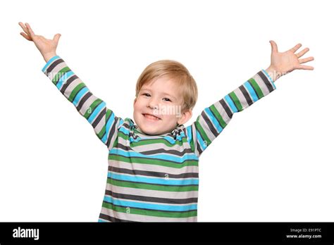 Joyful Kid With Arms Spread Wide Stock Photo Alamy