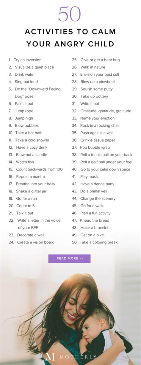 50 Activities To Calm Your Angry Child Angry Child