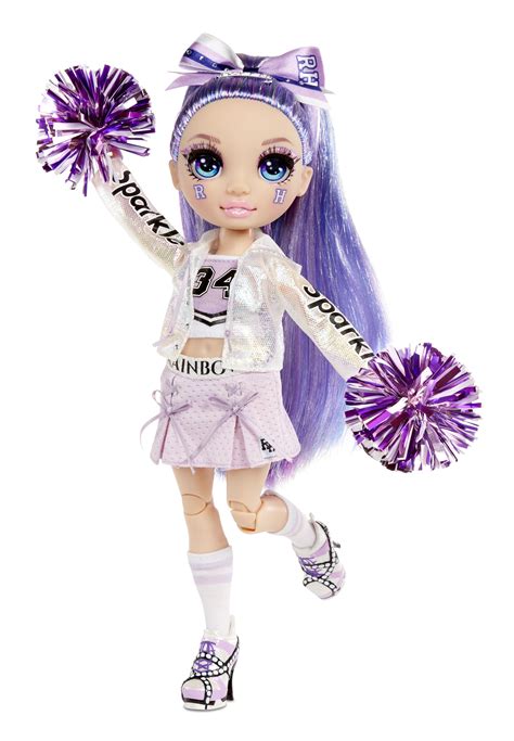 rainbow high cheer violet willow purple fashion doll with pom poms cheerleader doll toys for