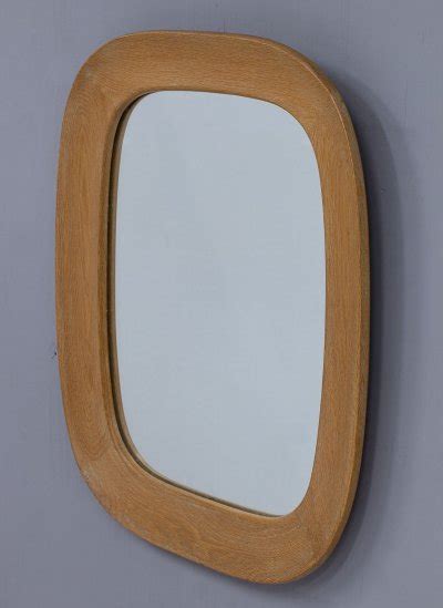 70s Mirror With Oak Wooden Frame 122822
