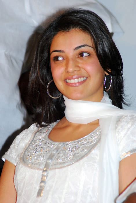 Kajal Agarwal Without Makeup Face Closeup In White Top