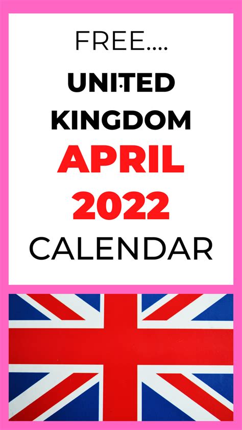 Download Free April 2022 Calendar United Kingdom With Holidays