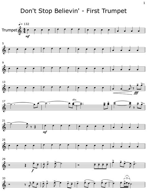 Dont Stop Believin First Trumpet Sheet Music For Trumpet