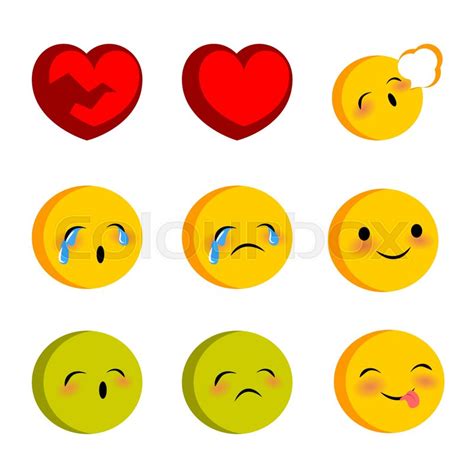 Emotional Faces Smiles Cry Sick Set Stock Vector Colourbox