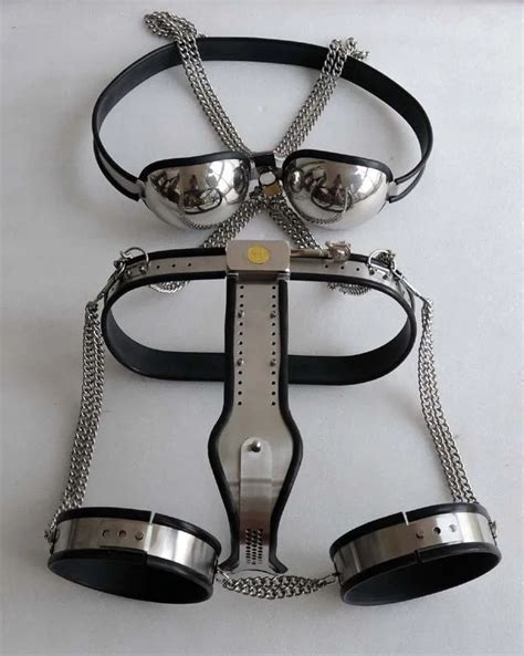 hot stainless steel female chastity belt bra thigh ring slave sex bdsm bandage restraints