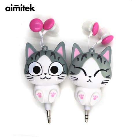Aimitek Cute Earphones Cheese Cat Cartoon Chis Sweet Home Earbuds
