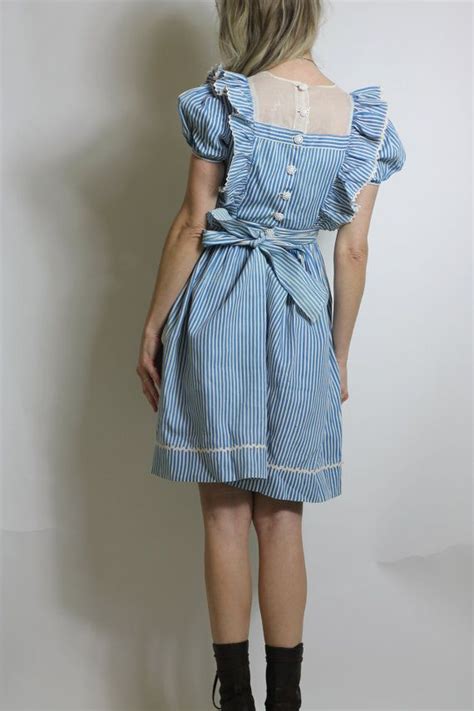 State Fair Pinstripe Pinafore Dress Vintage 40s 50s Blue Candy Etsy