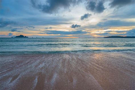 A Sandy Beach The Sea At Sunset A Beautiful Sunset On The Andaman Sea