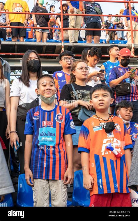 Crowd Standing For National Anthem At Thai Football Match Bangkok