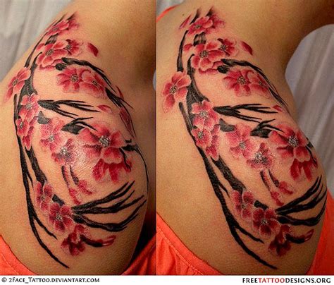 Cherry Blossom Tree Tattoo On A Girls Shoulder Cherry