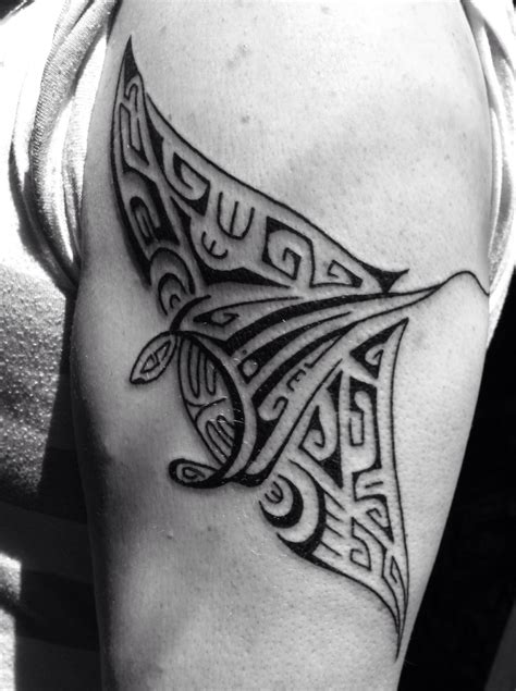Manta Ray Tattoo On My Husbands Arm Tribal Tattoos Maori Tattoo