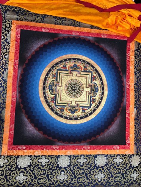 High Quality Round Lotus Mandala Thangka Handpainted In Nepal