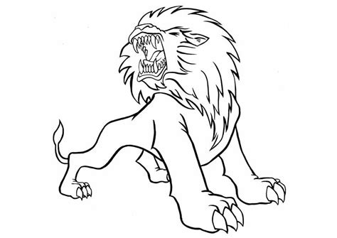 Lion Roaring Animal Coloring Pages For Kids To Print And Color