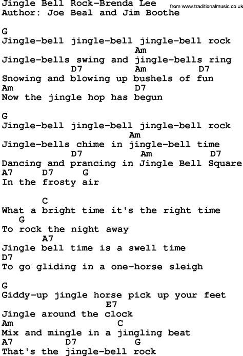 You only have to know four chords to make it great. Country music song: Jingle Bell Rock-Brenda Lee lyrics and chords | Lyrics and chords, Guitar ...