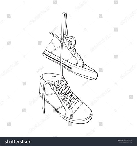 Two Hanging Sneakers Vector Illustration Isolated Stock Vector Royalty
