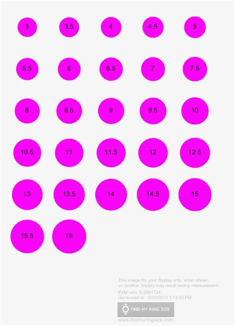 Free Printable Ring Sizing Chart Men