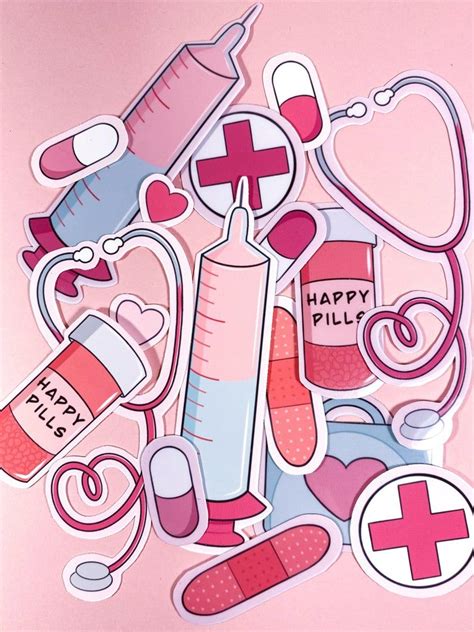 Cute Medical Themed Self Care Sticker Pack Kawaii Nurse Stickers