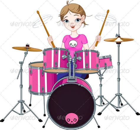 Vectors Drummer Girl Graphicriver Tekenen