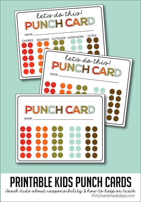 punch card printable