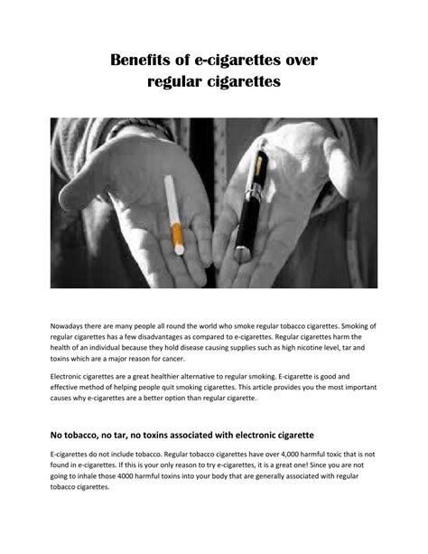 Benefits of e cigarettes over regular cigarettes by Robert 