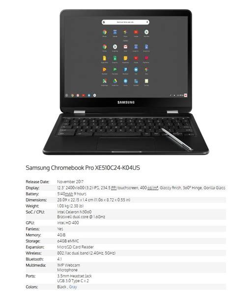We put it to the test for 24 hours. Samsung Chromebook Pro - Black, 64 GB, 4 GB - LTMV56134 ...