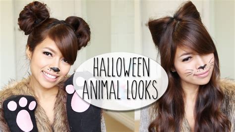 diy halloween costume ideas bear and cat ears hairstyle and makeup tutorial youtube