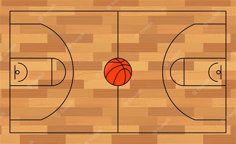 Basketballplatz Mit Schwarzer Linienmarkierung Holzparkett