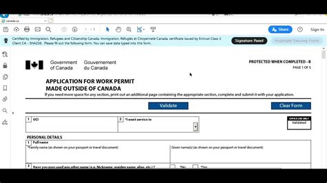 Imm 1295 Application For Work Permit Made Outside Of Canada How To