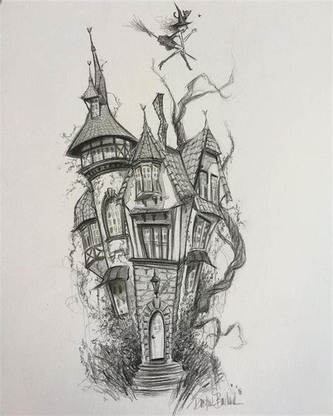 Witch House Sketch With Images Haunted House Drawing Witch House